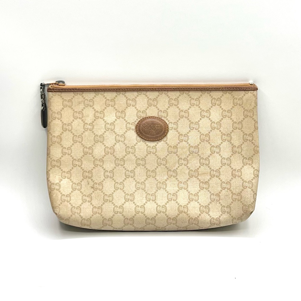 Gucci Gg Plus Monogram Pouch / Cosmetic Case / Clutch
